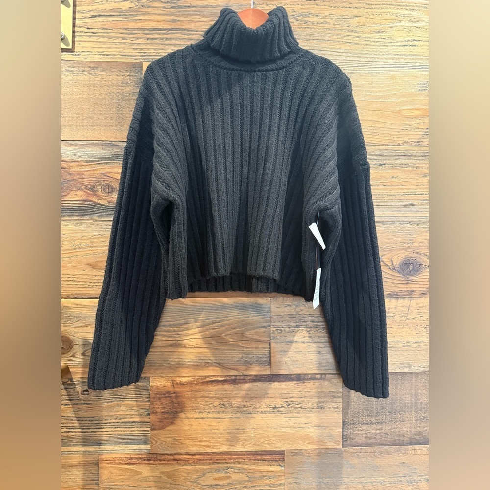 Topshop Black Ribbed Turtleneck Sweater